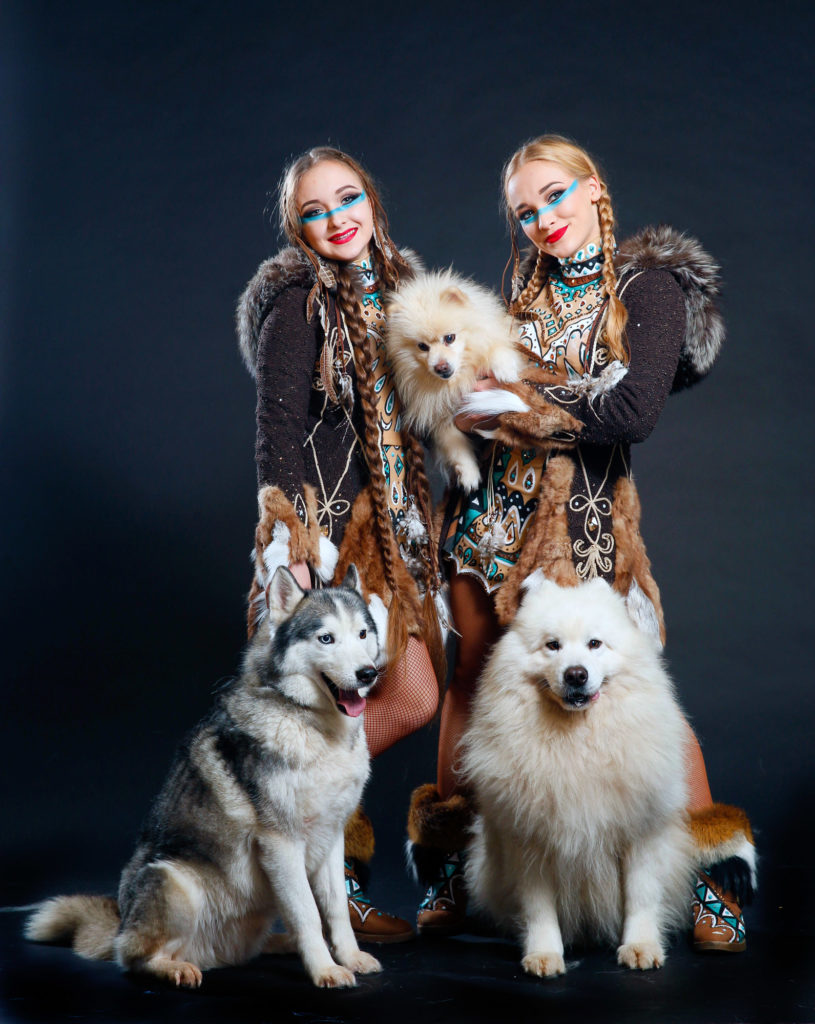HUSKY & SAMOJED- Sledehunder i stor fart presenteres av Jennifer og Kelly Saabel i Cirkus Arnardo 2018. Foto- Peter Wieler